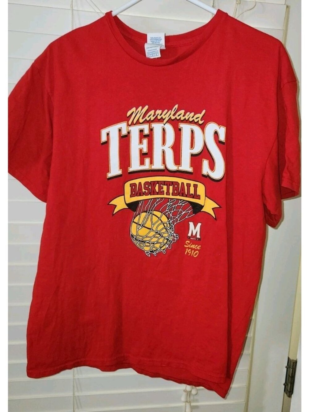 University Of Maryland TERPS BASKETBALL Promo Large Mens Red green turtle